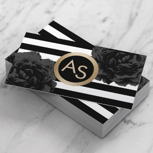 Makeup Artist Hair Stylist Modern Monogram Blommig Visitkort