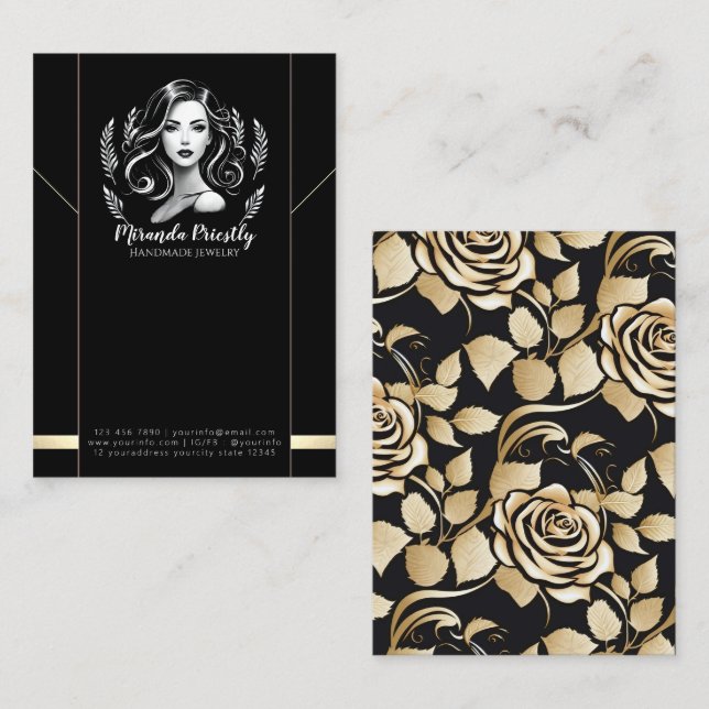 Makeup Artist Hair Stylist Modern Necklace Visning Tidsbeställning Kort (Fram/baksida)