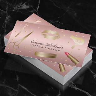 Makeup Artist Hair Stylist Modern Ro Guld Salon Visitkort