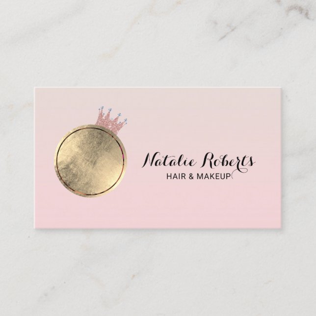 Makeup Artist Hair Stylist Pastel Rosa Queen Photo Visitkort (Framsida)