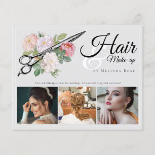 Makeup Artist Hairstylist Professionell Grått Blom Flygblad