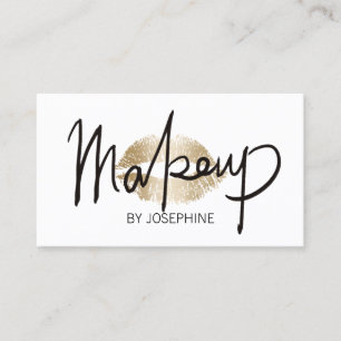 Makeup Artist Hand Lettering Guld Kiss Minimalist Visitkort