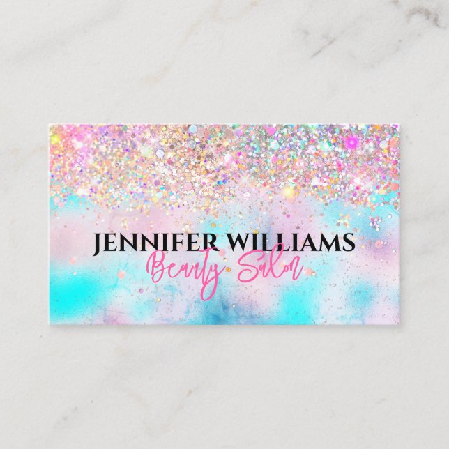 Makeup Artist HoloGrapal Opal Glitter Iridescent Visitkort (Framsida)