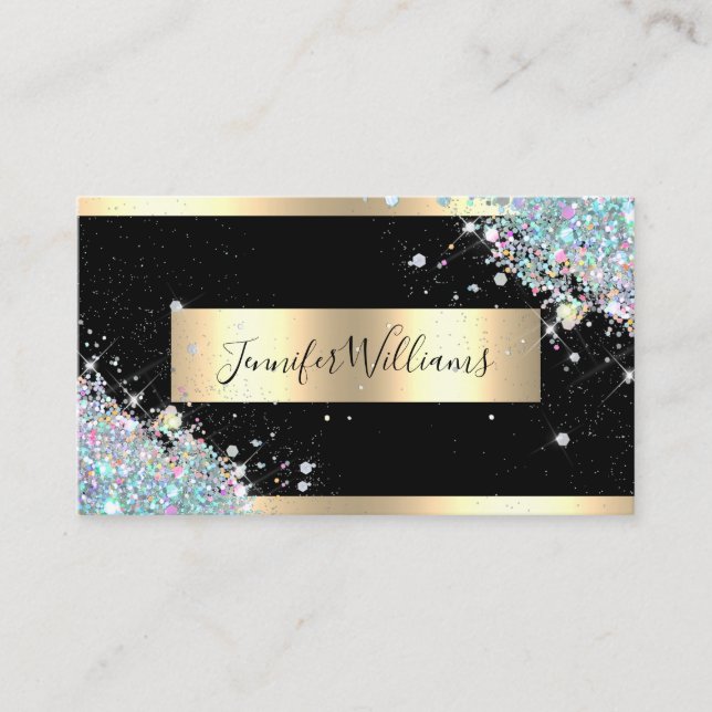 Makeup Artist HoloGraph Glitter Guld Elegant Visitkort (Framsida)