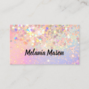 Makeup Artist HoloGraph Glitter QR Code Rosa Visitkort