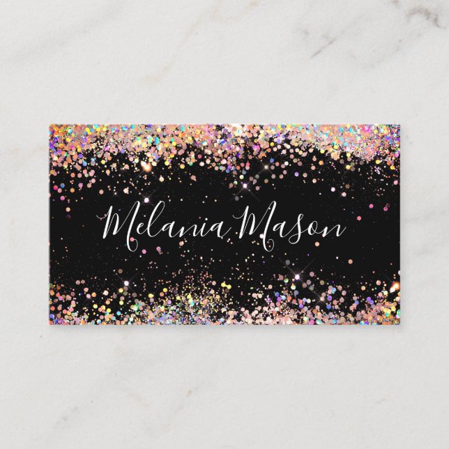 Makeup Artist HoloGraph Glitter QR-kod svart Visitkort (Framsida)
