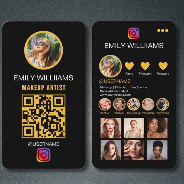 Makeup Artist Influencer Photo Social Media QRCode Visitkort (Skapare uppladdad)