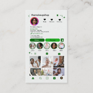 Makeup Artist Instagram Grön QR-kod Visitkort
