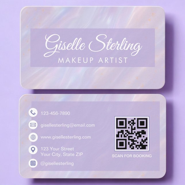 Makeup Artist Iridescent QR Code Professional Visitkort (Skapare uppladdad)