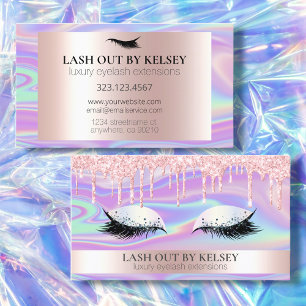 Makeup Artist Iridescent + Rosa Drickning Glitter Visitkort
