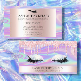 Makeup Artist Iridescent + Rosa Dripping Glitter Visitkort