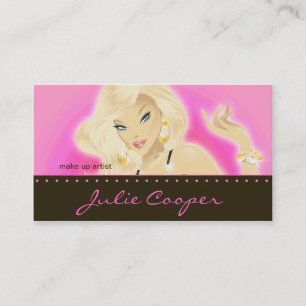 Makeup Artist Jewelry Söt Blonde Woman Shock rosa Visitkort