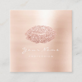 Makeup Artist Kiss Läppar Glitter Rosa Square Fyrkantigt Visitkort