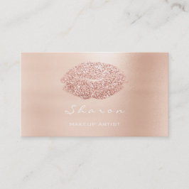 Makeup Artist Kiss Läppar Ro Guld Glitter Rosa Visitkort