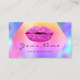 Makeup Artist Kiss LÄPPAR Rosa Fuchsia Holography Visitkort