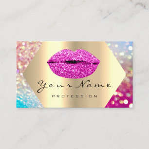 Makeup Artist Kiss LÄPPAR Rosa Glam Holograph Visitkort