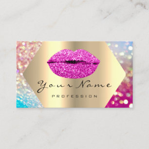 Makeup Artist Kiss LÄPPAR Rosa LUX Holographic Visitkort
