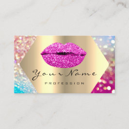 Makeup Artist Kiss LÄPPAR Rosa LUX Holography Visitkort