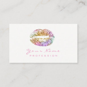 Makeup Artist Läppar Beauty Glitter Guld Rosa Whit Visitkort