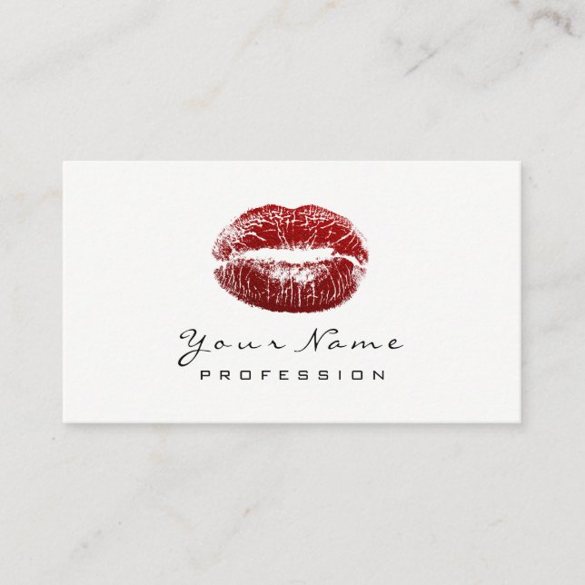 Makeup Artist Läppar Beauty Red Lipstick Black Whi Visitkort (Framsida)