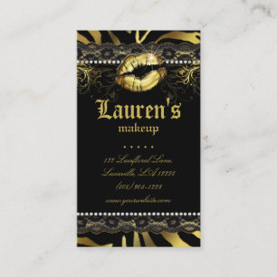 Makeup Artist Läppar N Snöre Guld Zebra Modern Visitkort