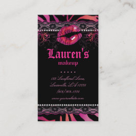 Makeup Artist Läppar N Snöre Zebra Red Rosa Visitkort