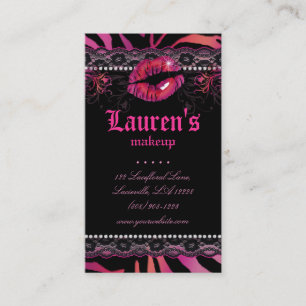Makeup Artist Läppar N Snöre Zebra Red Rosa Visitkort