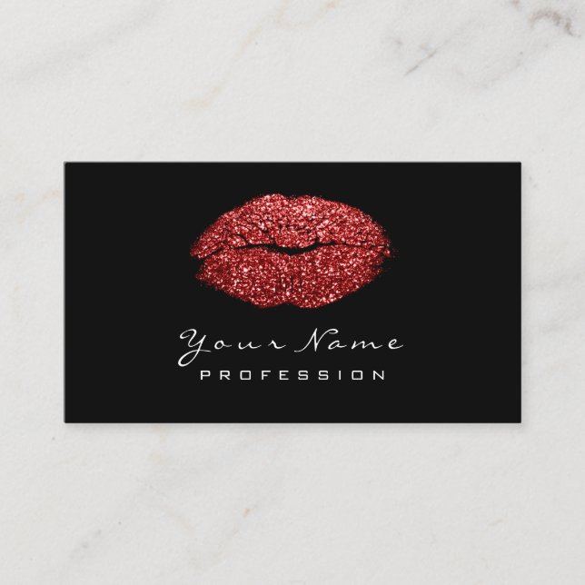 Makeup Artist Läppar Red Vin Lipstick Glitter Visitkort (Framsida)