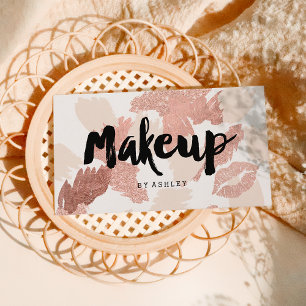 Makeup-artist läppar ro guld, skript, penselpensel visitkort