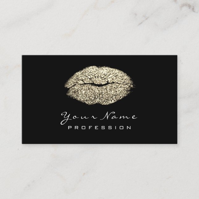 Makeup Artist Läppar Sepia Guld Lipstick Glitter Visitkort (Framsida)