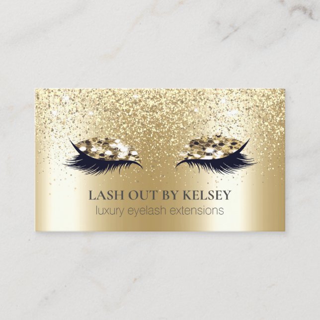 Makeup Artist Lash 14k Guld Ombre Glitter Dust Visitkort (Framsida)
