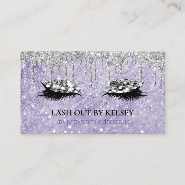 Makeup Artist Lash Amethyst Marble Glitter Drives Visitkort (Framsida)