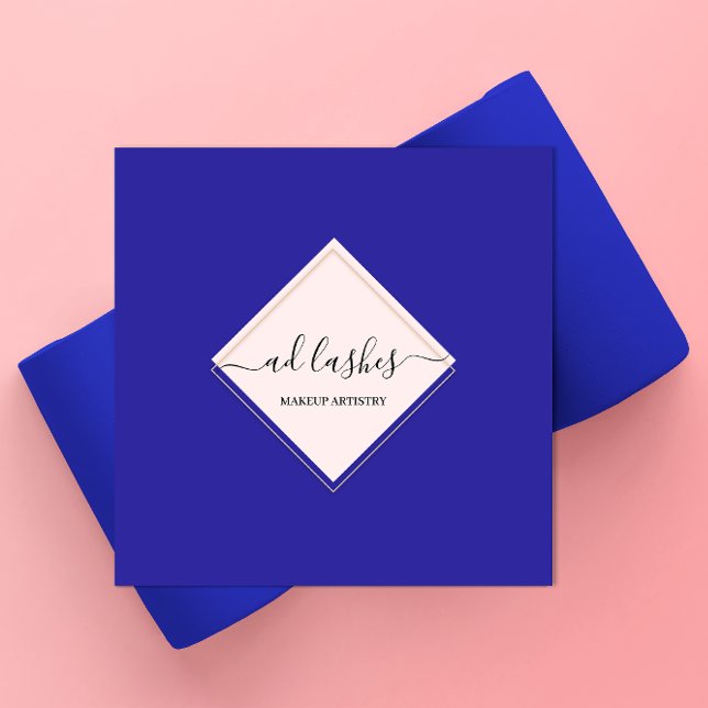 Makeup Artist Lash Beauty Studio Rosa Blue Fyrkantigt Visitkort (Skapare uppladdad)