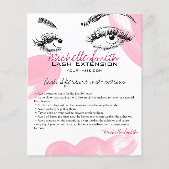 Makeup Artist Lash Brows Aftercare Instructions Flygblad (Framsidan)