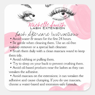 Makeup Artist Lash Brows Aftercare Instructions Fyrkantigt Klistermärke