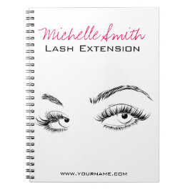 Makeup Artist Lash Brows Black and White Simple Anteckningsbok Med Spiral