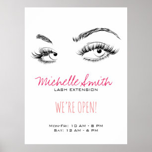 Makeup Artist Lash Brows Black and White Simple Poster
