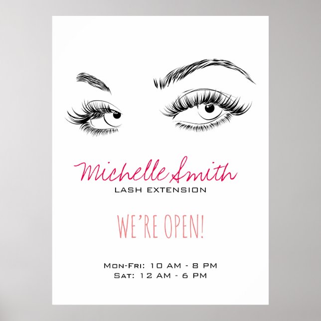 Makeup Artist Lash Brows Black and White Simple Poster (Framsidan)