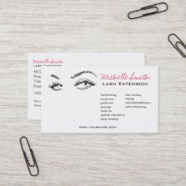 Makeup Artist Lash Brows Black and White Simple Visitkort