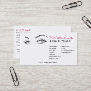 Makeup Artist Lash Brows Black and White Simple Visitkort