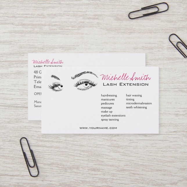 Makeup Artist Lash Brows Black and White Simple Visitkort (Fram/Back In Situ)