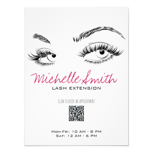 Makeup Artist Lash Brows Black White QR-kod Fototryck (Framsidan)