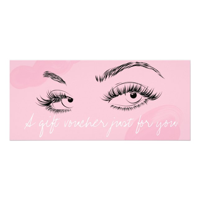 Makeup Artist Lash Brows Rosa Gift Voucher Reklamkort (Framsidan)