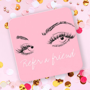 Makeup Artist Lash Brows Rosa Reflektera en vän Tidsbeställning Kort