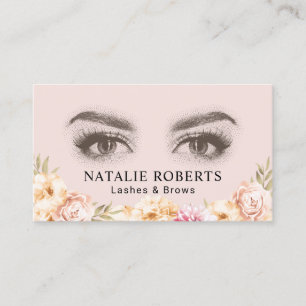 Makeup Artist Lash & Brows Salon Vintage Blommigt Visitkort