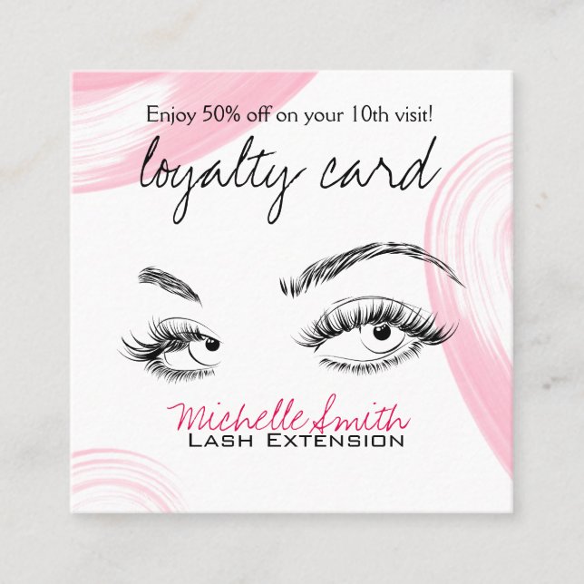Makeup Artist Lash Brows White Loyalty Card Tidsbeställning Kort (Framsida)