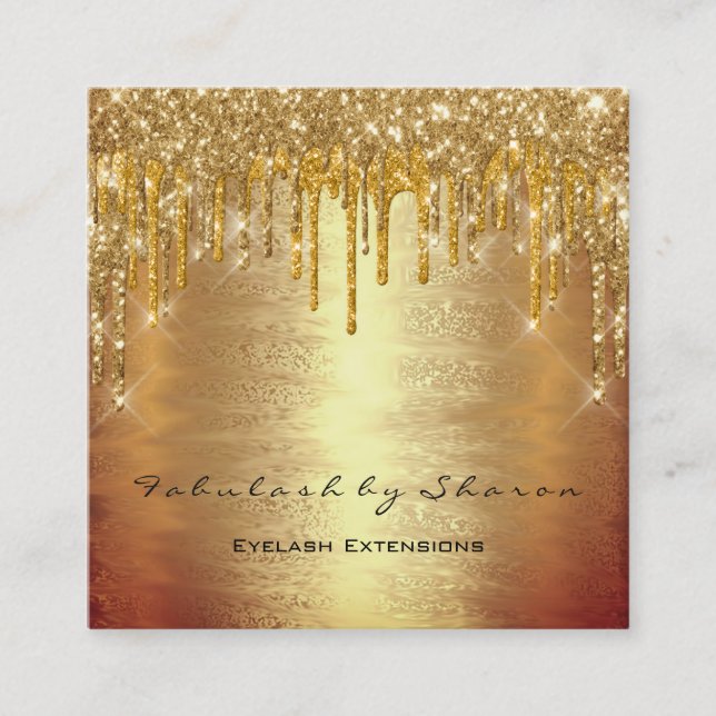 Makeup Artist Lash Dricks MUA Lux Warm Guld Fyrkantigt Visitkort (Framsida)