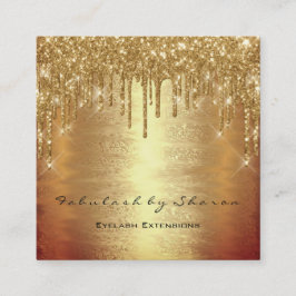 Makeup Artist Lash Dricks MUA Warm Guld Spark Fyrkantigt Visitkort