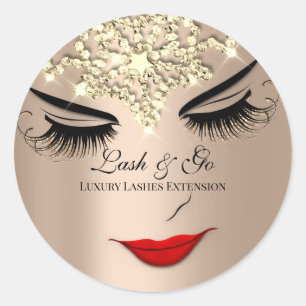 Makeup Artist Lash Extension Läppar Beauty Ro Glam Runt Klistermärke