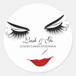 Makeup Artist Lash Extension Läppar Black White Runt Klistermärke